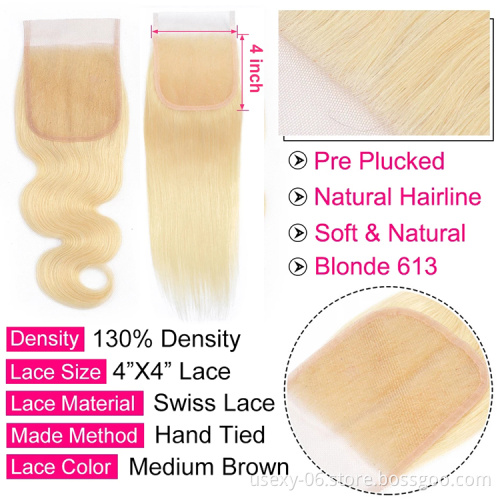 613 Virgin Hair Swiss Transparent HD Lace Frontal/Closure/Wig,Blonde Transparent HD Lace Closure,Virgin Cuticle Aligned Hair